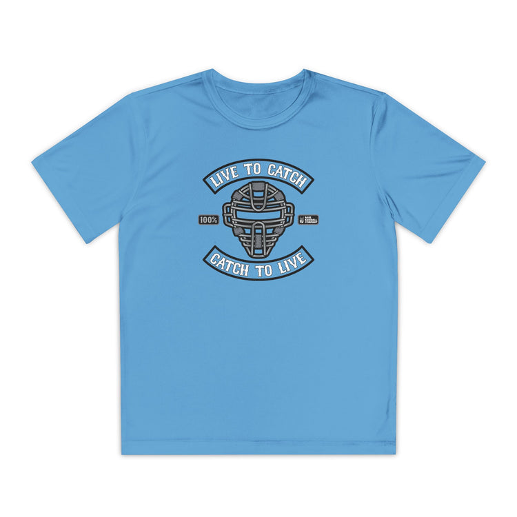 Kids Live To Catch Dry Fit Tee - Rake Baseball Company - RAKE BASEBALL | BASEBALL T-SHIRT | BASEBALL CLOTHING | GOOD VIBES ONLY