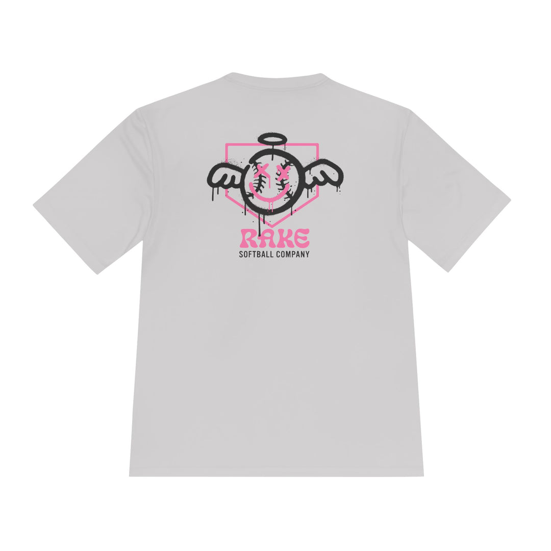 She Angel Drip Softball Dry Fit Tee - Rake Baseball Company - RAKE BASEBALL | BASEBALL T-SHIRT | BASEBALL CLOTHING | GOOD VIBES ONLY