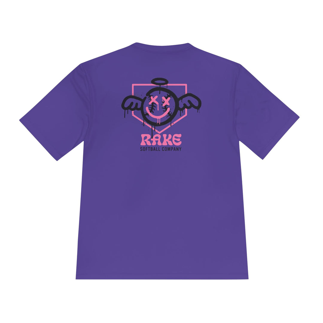 She Angel Drip Softball Dry Fit Tee - Rake Baseball Company - RAKE BASEBALL | BASEBALL T-SHIRT | BASEBALL CLOTHING | GOOD VIBES ONLY