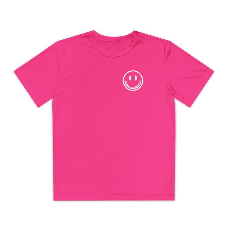 Kids Rake Smile Dry Fit Tee - Rake Baseball Company - RAKE BASEBALL | BASEBALL T-SHIRT | BASEBALL CLOTHING | GOOD VIBES ONLY