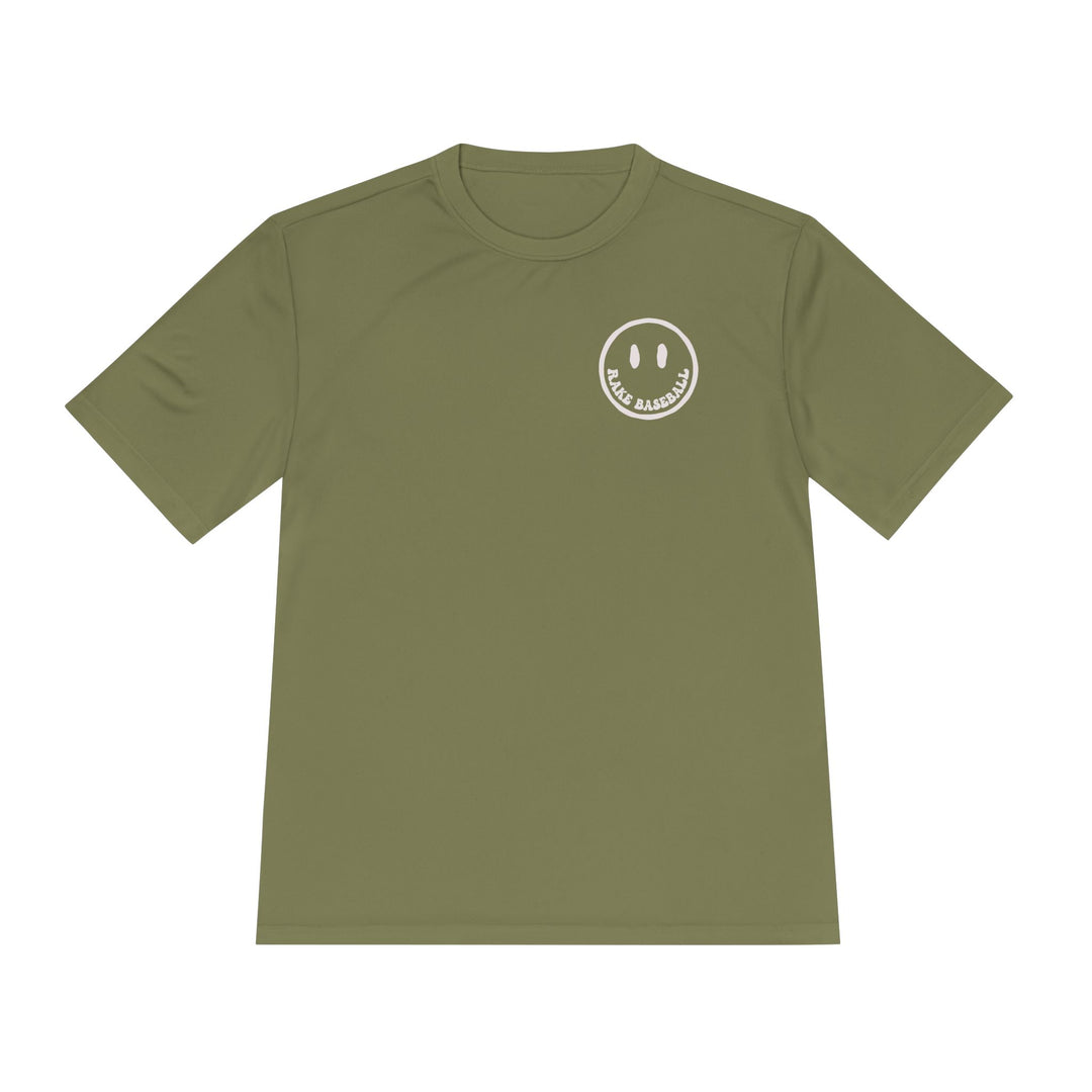 Rake Smile Dry Fit Tee - Rake Baseball Company - RAKE BASEBALL | BASEBALL T-SHIRT | BASEBALL CLOTHING | GOOD VIBES ONLY