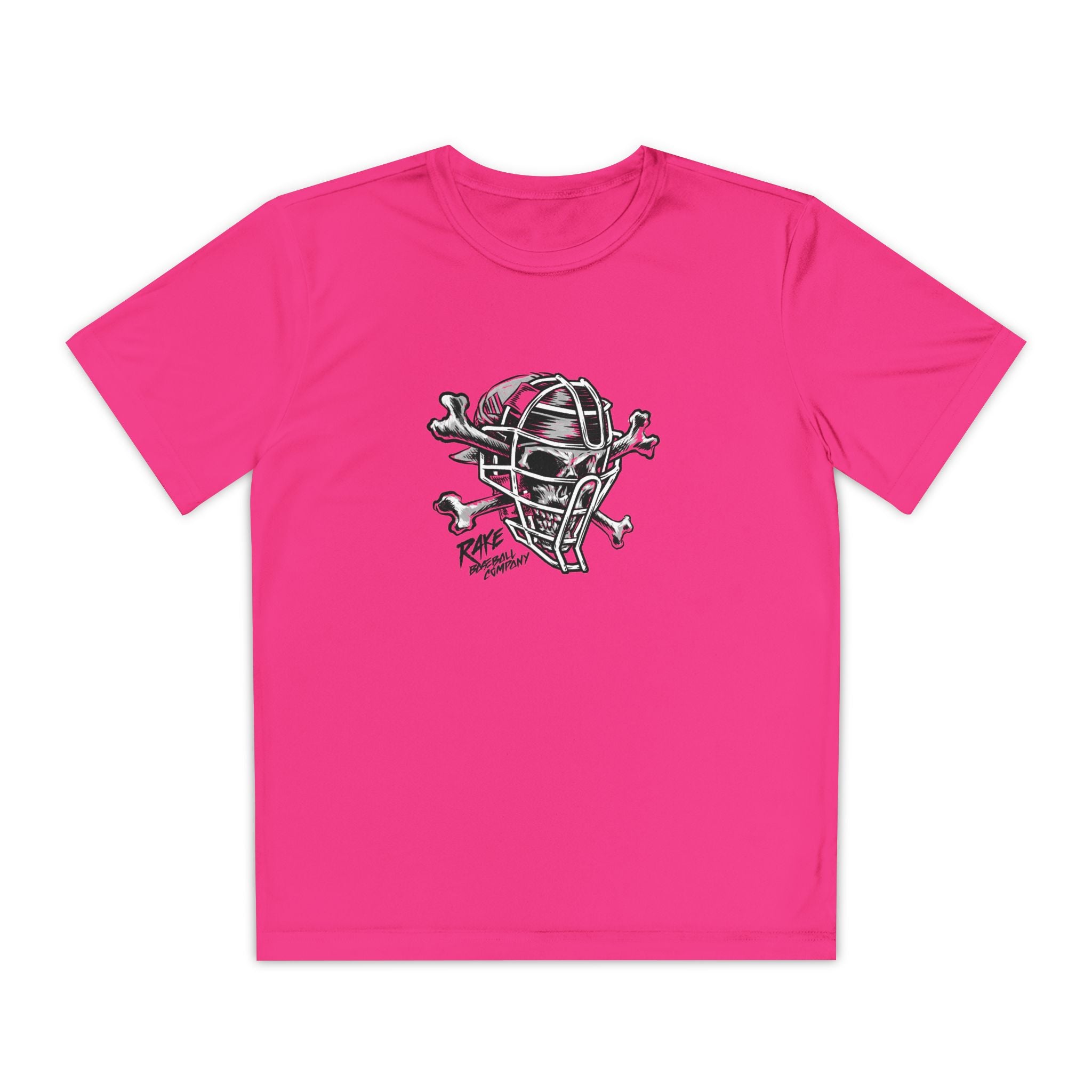 Kids Catcher's Skull Dry Fit Tee - Rake Baseball Company - RAKE BASEBALL | BASEBALL T-SHIRT | BASEBALL CLOTHING | GOOD VIBES ONLY