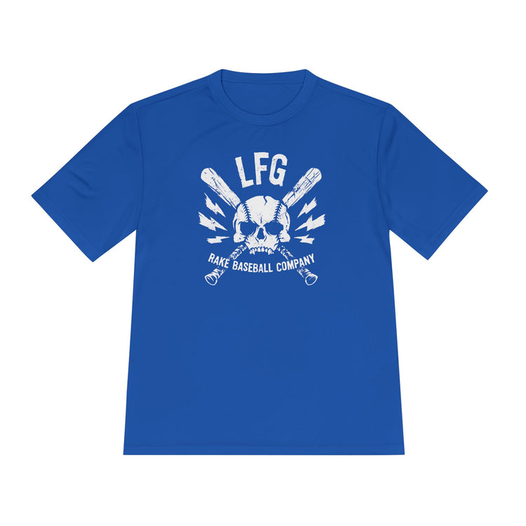 LFG Baseball Skull Dry Fit Tee - Rake Baseball Company - RAKE BASEBALL | BASEBALL T-SHIRT | BASEBALL CLOTHING | GOOD VIBES ONLY