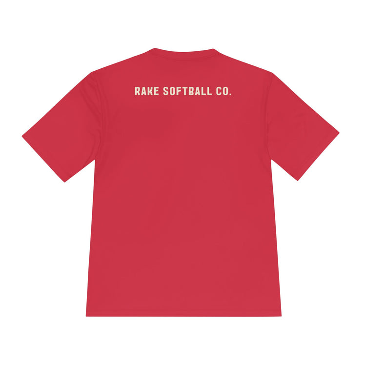 Built To Rake Softball Dry Fit Tee - Rake Baseball Company - RAKE BASEBALL | BASEBALL T-SHIRT | BASEBALL CLOTHING | GOOD VIBES ONLY