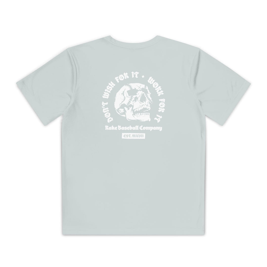 Kids Skull Work For It Dry Fit Tee - Rake Baseball Company - RAKE BASEBALL | BASEBALL T-SHIRT | BASEBALL CLOTHING | GOOD VIBES ONLY