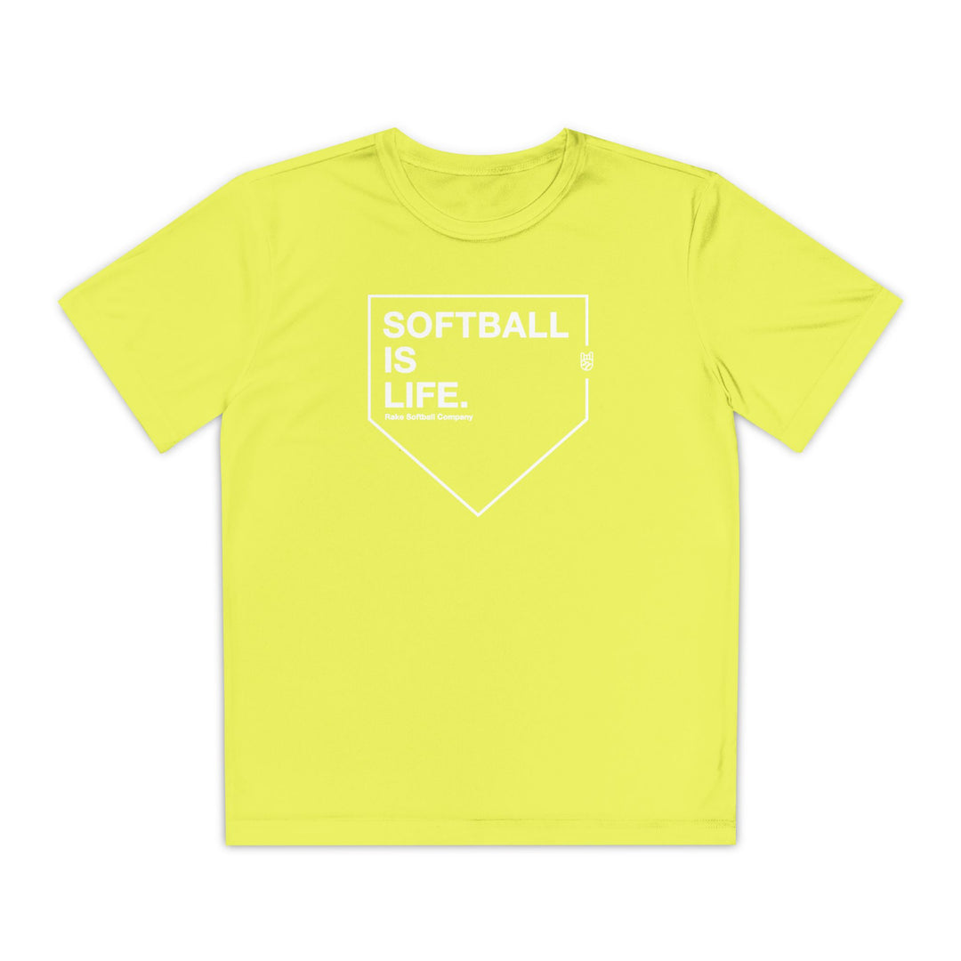 Kids Softball Is Life Dry Fit Tee - Rake Baseball Company - RAKE BASEBALL | BASEBALL T-SHIRT | BASEBALL CLOTHING | GOOD VIBES ONLY