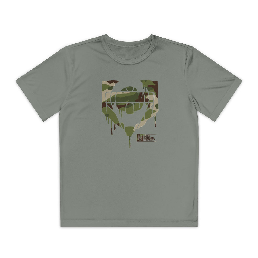 Kids Catcher's Drip Camo Dry Fit Tee - Rake Baseball Company - RAKE BASEBALL | BASEBALL T-SHIRT | BASEBALL CLOTHING | GOOD VIBES ONLY
