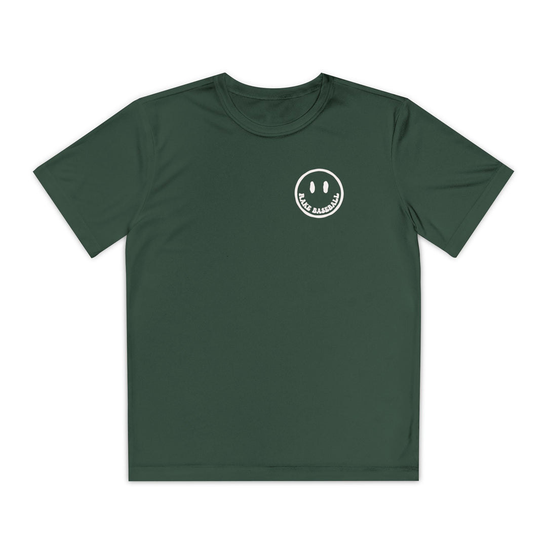 Kids Rake Smile Dry Fit Tee - Rake Baseball Company - RAKE BASEBALL | BASEBALL T-SHIRT | BASEBALL CLOTHING | GOOD VIBES ONLY