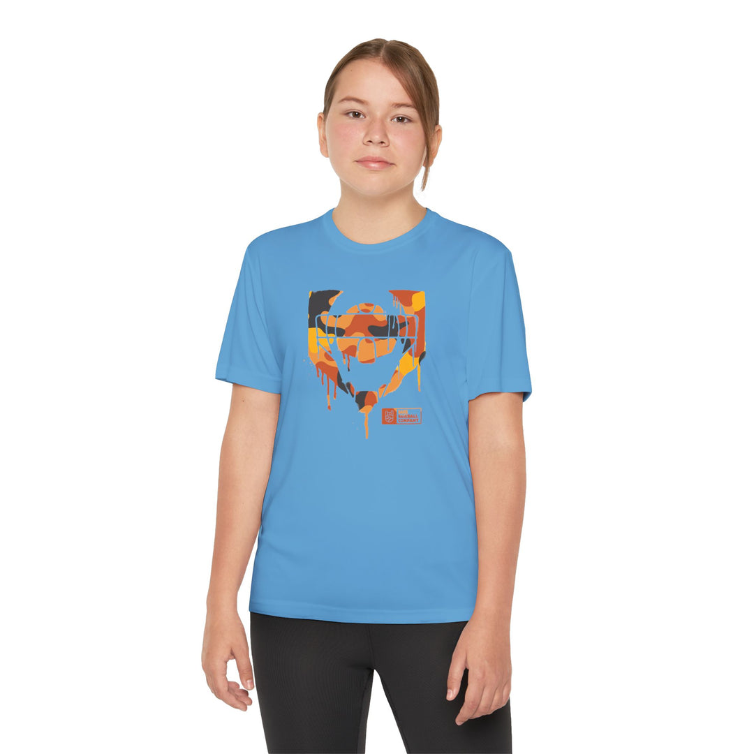 Kids Catcher's Drip Orange Camo Dry Fit Tee - Rake Baseball Company - RAKE BASEBALL | BASEBALL T-SHIRT | BASEBALL CLOTHING | GOOD VIBES ONLY