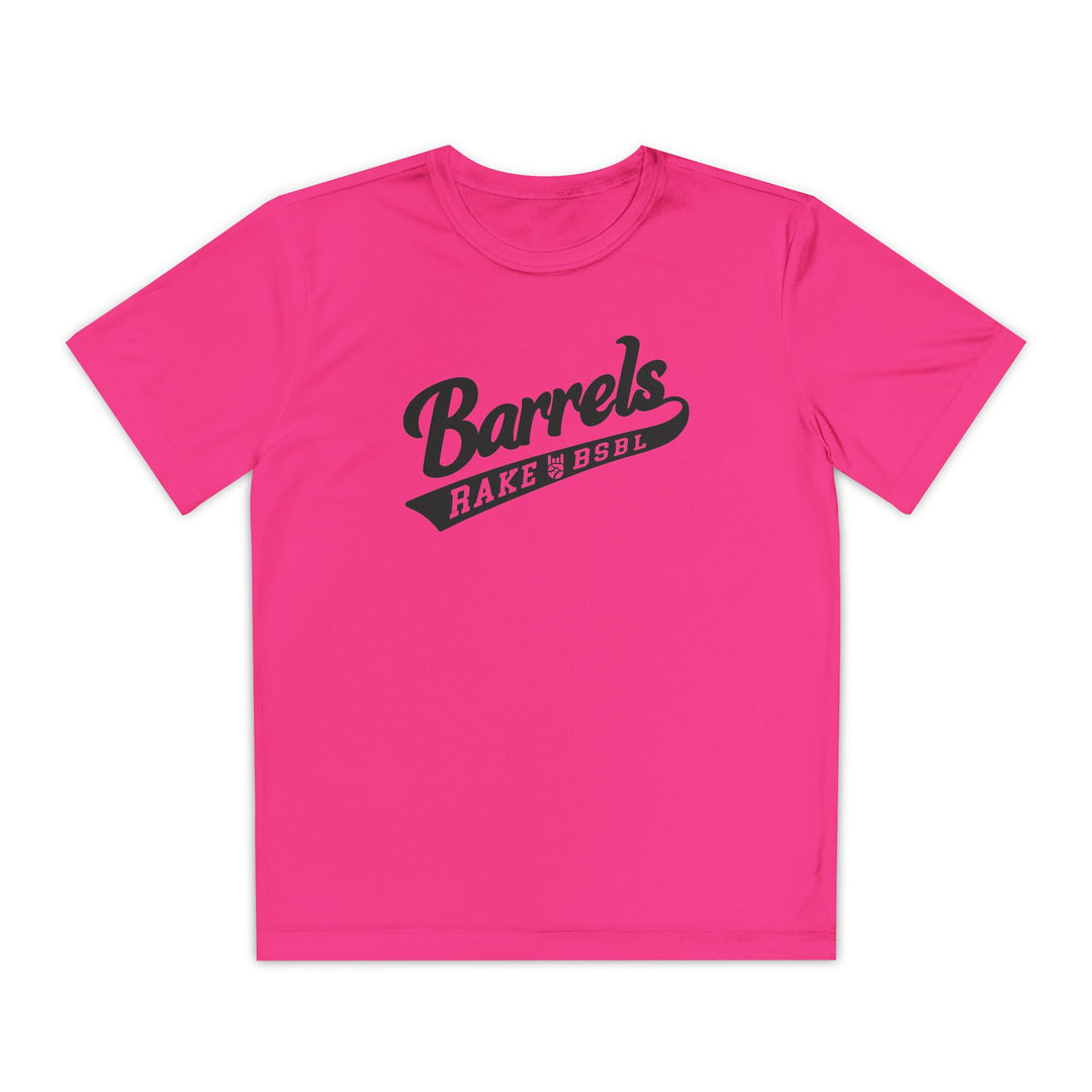 Kids Barrels Dry Fit Tee - Rake Baseball Company - RAKE BASEBALL | BASEBALL T-SHIRT | BASEBALL CLOTHING | GOOD VIBES ONLY