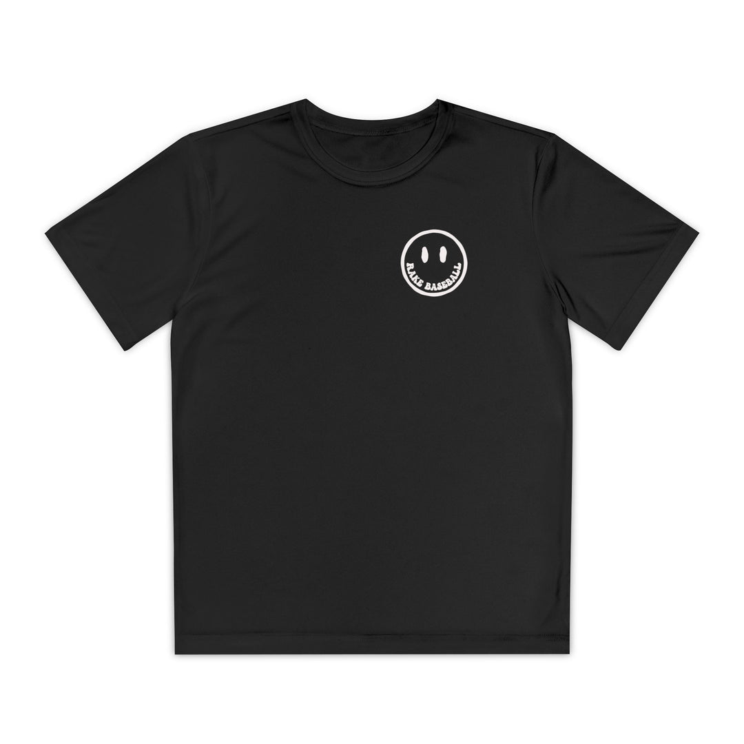 Kids Rake Smile Dry Fit Tee - Rake Baseball Company - RAKE BASEBALL | BASEBALL T-SHIRT | BASEBALL CLOTHING | GOOD VIBES ONLY