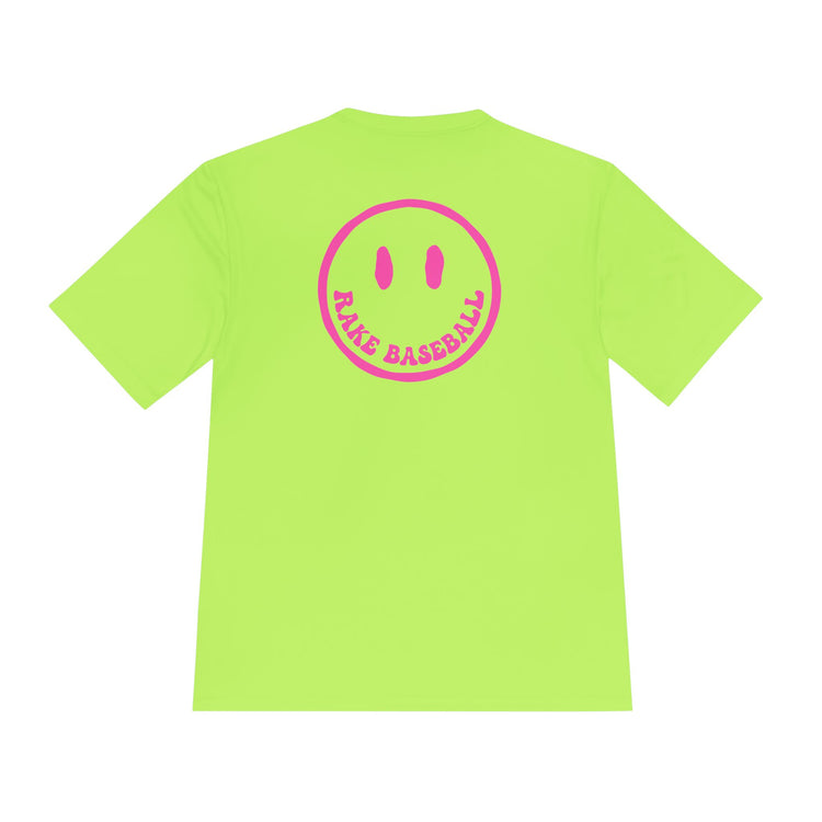 Rake Smile Dry Fit Tee - Rake Baseball Company - RAKE BASEBALL | BASEBALL T-SHIRT | BASEBALL CLOTHING | GOOD VIBES ONLY