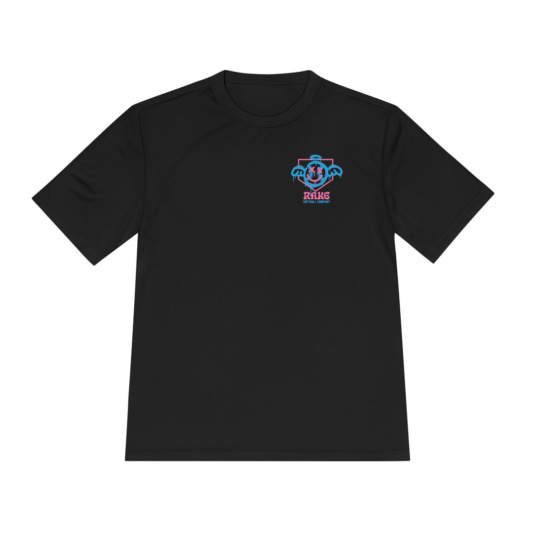 She Angel Drip Softball Dry Fit Tee - Rake Baseball Company - RAKE BASEBALL | BASEBALL T-SHIRT | BASEBALL CLOTHING | GOOD VIBES ONLY