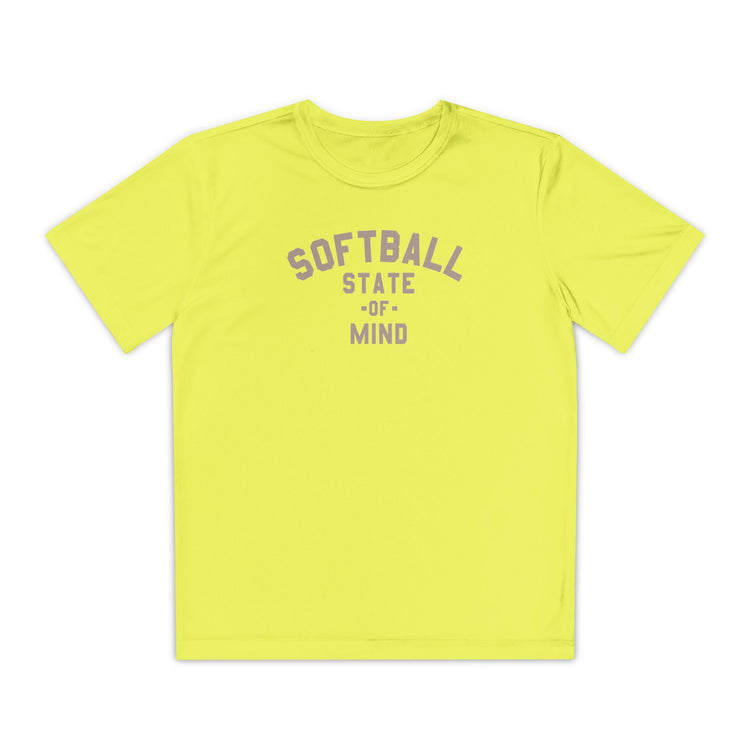Kids Softball State Of Mind Dry Fit Tee - Rake Baseball Company - RAKE BASEBALL | BASEBALL T-SHIRT | BASEBALL CLOTHING | GOOD VIBES ONLY