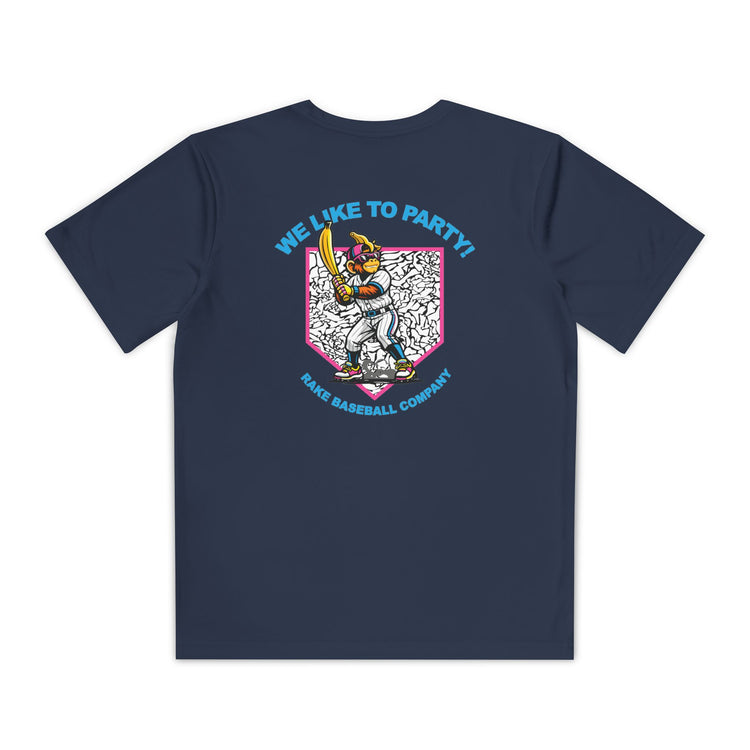 Kids Party Animals Inspired Dry Fit Tee - Rake Baseball Company - RAKE BASEBALL | BASEBALL T-SHIRT | BASEBALL CLOTHING | GOOD VIBES ONLY