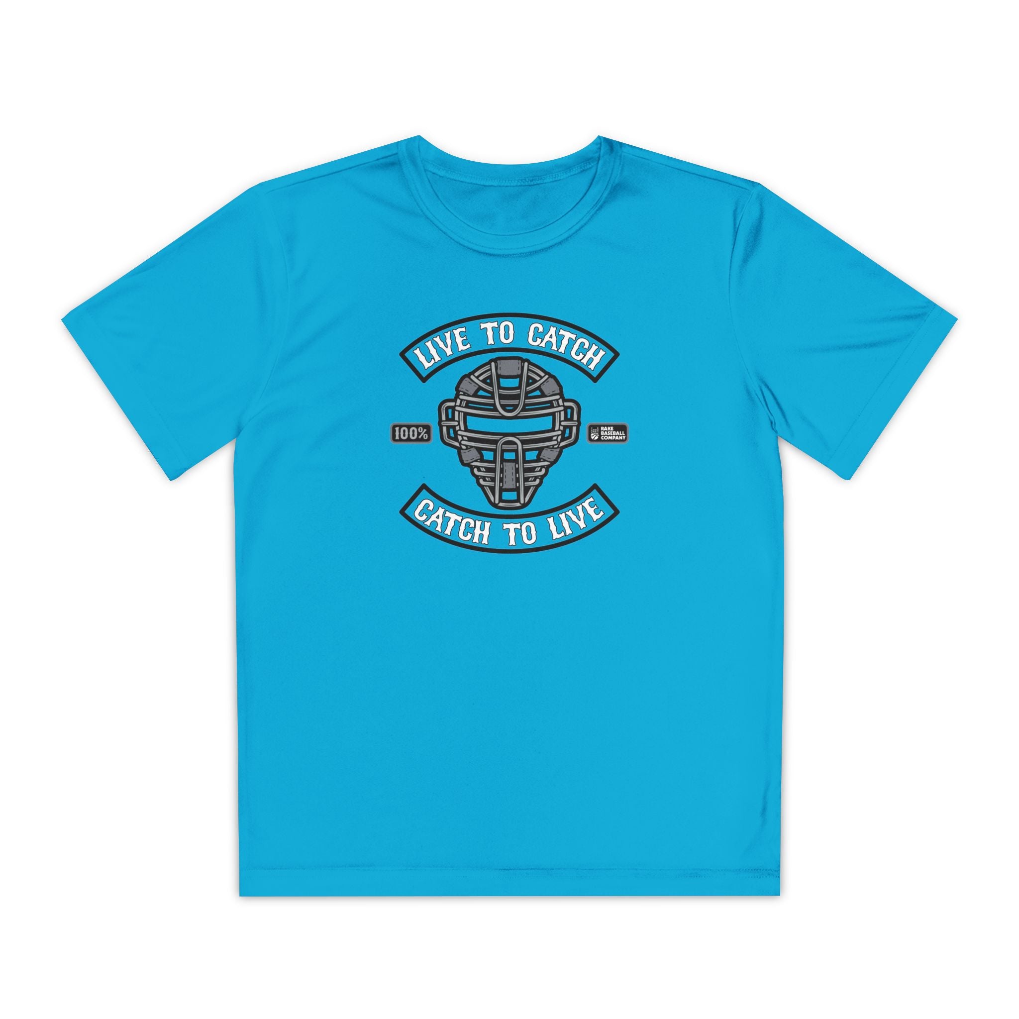 Kids Live To Catch Dry Fit Tee - Rake Baseball Company - RAKE BASEBALL | BASEBALL T-SHIRT | BASEBALL CLOTHING | GOOD VIBES ONLY