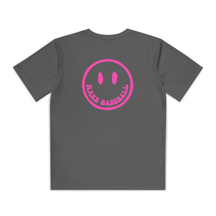 Kids Rake Smile Dry Fit Tee - Rake Baseball Company - RAKE BASEBALL | BASEBALL T-SHIRT | BASEBALL CLOTHING | GOOD VIBES ONLY