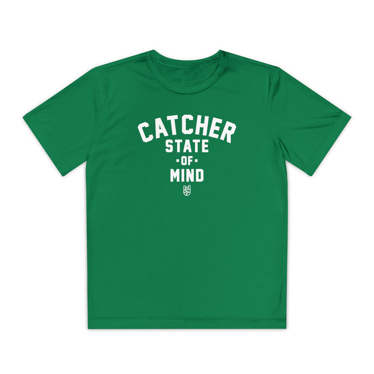 Kids Catcher State Of Mind Dry Fit Tee - Rake Baseball Company - RAKE BASEBALL | BASEBALL T-SHIRT | BASEBALL CLOTHING | GOOD VIBES ONLY