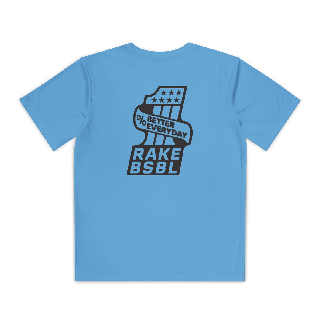 Kids One Percent Better Dry Fit Tee - Rake Baseball Company - RAKE BASEBALL | BASEBALL T-SHIRT | BASEBALL CLOTHING | GOOD VIBES ONLY