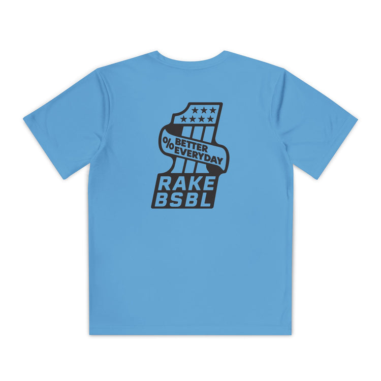 Kids One Percent Better Dry Fit Tee - Rake Baseball Company - RAKE BASEBALL | BASEBALL T-SHIRT | BASEBALL CLOTHING | GOOD VIBES ONLY