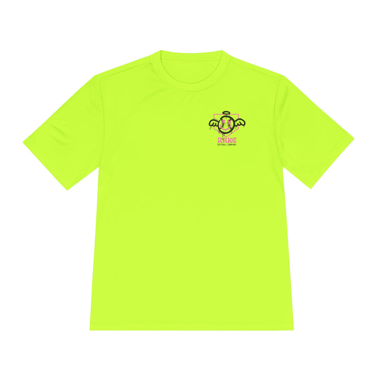 She Angel Drip Softball Dry Fit Tee - Rake Baseball Company - RAKE BASEBALL | BASEBALL T-SHIRT | BASEBALL CLOTHING | GOOD VIBES ONLY