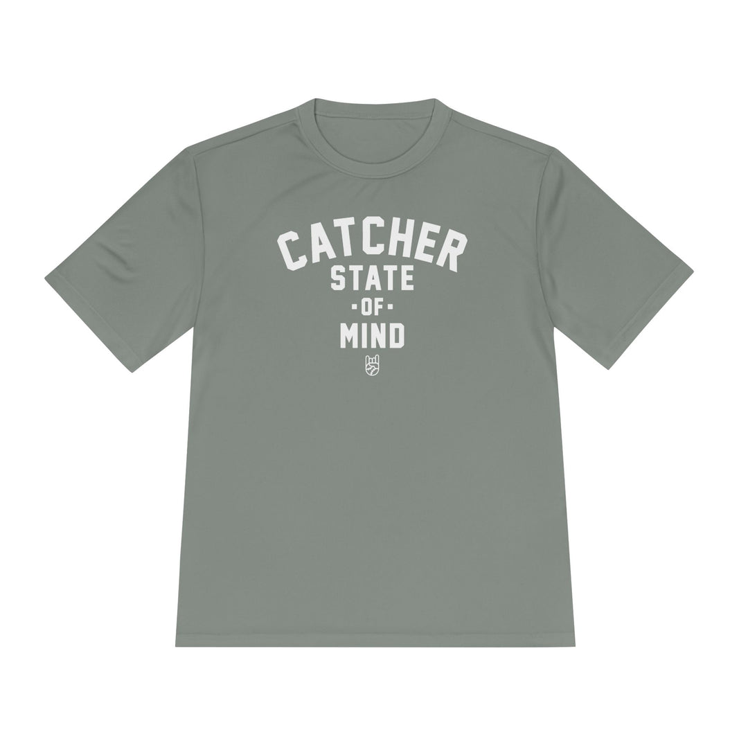 Catcher State Of Mind Dry Fit Tee - Rake Baseball Company - RAKE BASEBALL | BASEBALL T-SHIRT | BASEBALL CLOTHING | GOOD VIBES ONLY