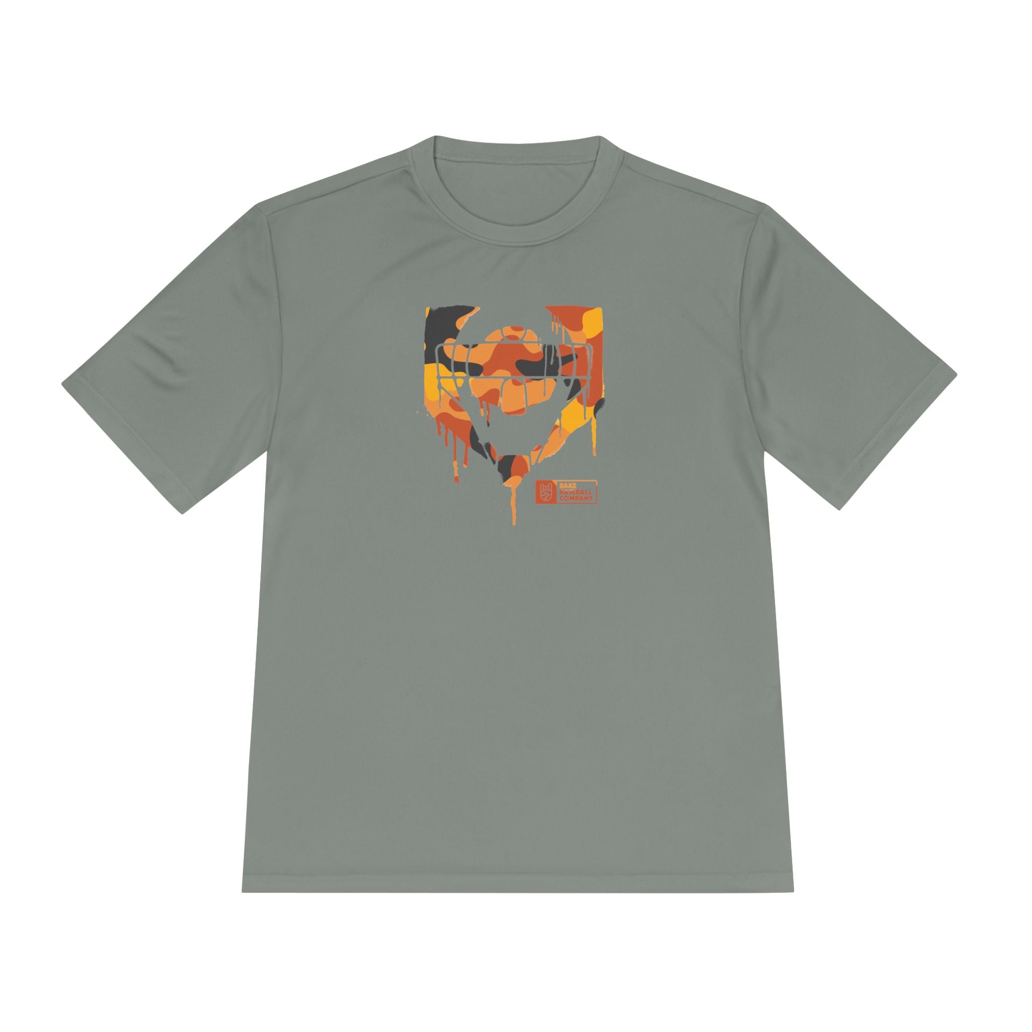 Catcher's Orange Camo Drip Dry Fit Tee - Rake Baseball Company - RAKE BASEBALL | BASEBALL T-SHIRT | BASEBALL CLOTHING | GOOD VIBES ONLY