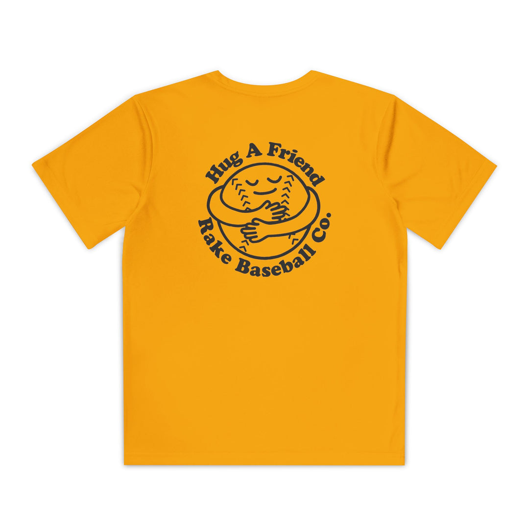 Kids Hug A Friend Dry Fit Tee - Rake Baseball Company - RAKE BASEBALL | BASEBALL T-SHIRT | BASEBALL CLOTHING | GOOD VIBES ONLY