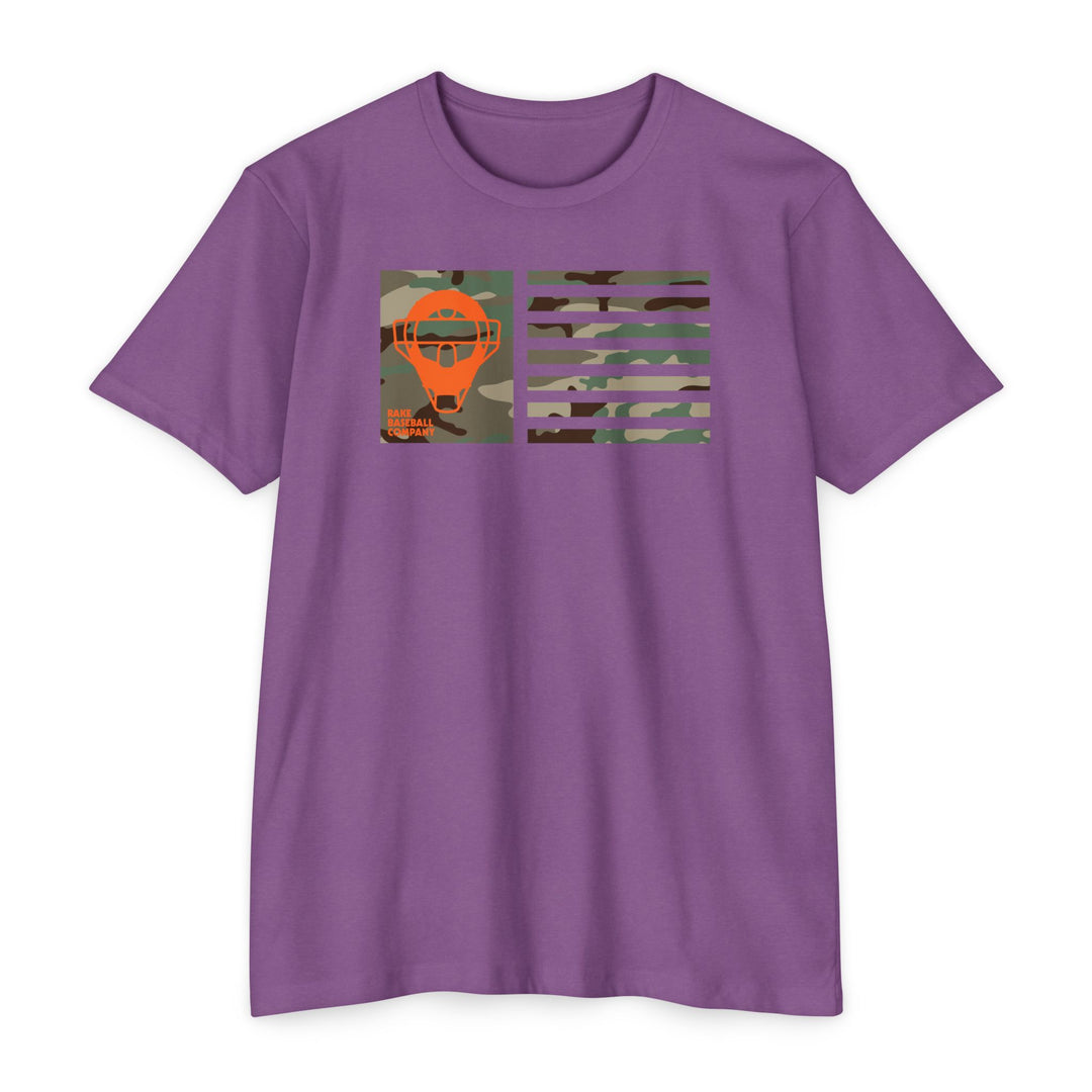 Orange Camo Catcher's Mask Flag Tee