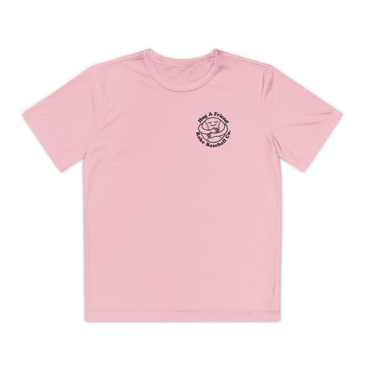 Kids Hug A Friend Dry Fit Tee - Rake Baseball Company - RAKE BASEBALL | BASEBALL T-SHIRT | BASEBALL CLOTHING | GOOD VIBES ONLY