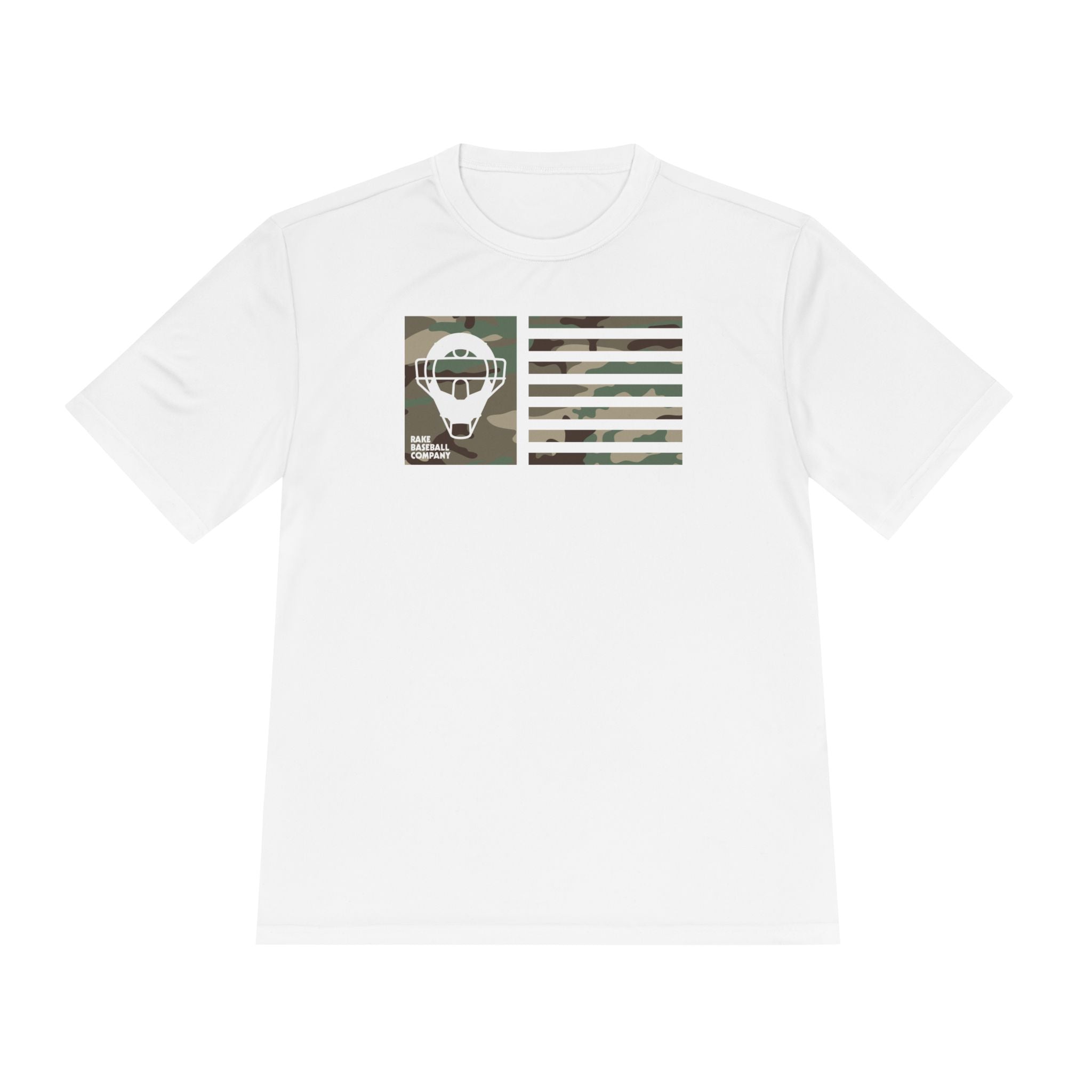 Camo Catcher's Mask Flag Dry Fit Tee - Rake Baseball Company - RAKE BASEBALL | BASEBALL T-SHIRT | BASEBALL CLOTHING | GOOD VIBES ONLY