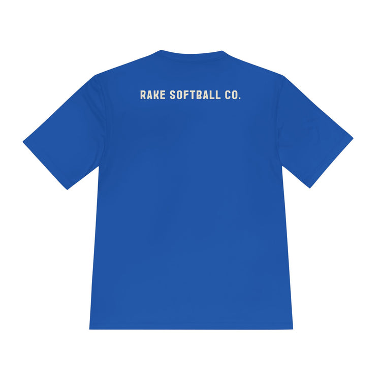 Built To Rake Softball Dry Fit Tee - Rake Baseball Company - RAKE BASEBALL | BASEBALL T-SHIRT | BASEBALL CLOTHING | GOOD VIBES ONLY