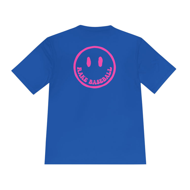 Rake Smile Dry Fit Tee - Rake Baseball Company - RAKE BASEBALL | BASEBALL T-SHIRT | BASEBALL CLOTHING | GOOD VIBES ONLY
