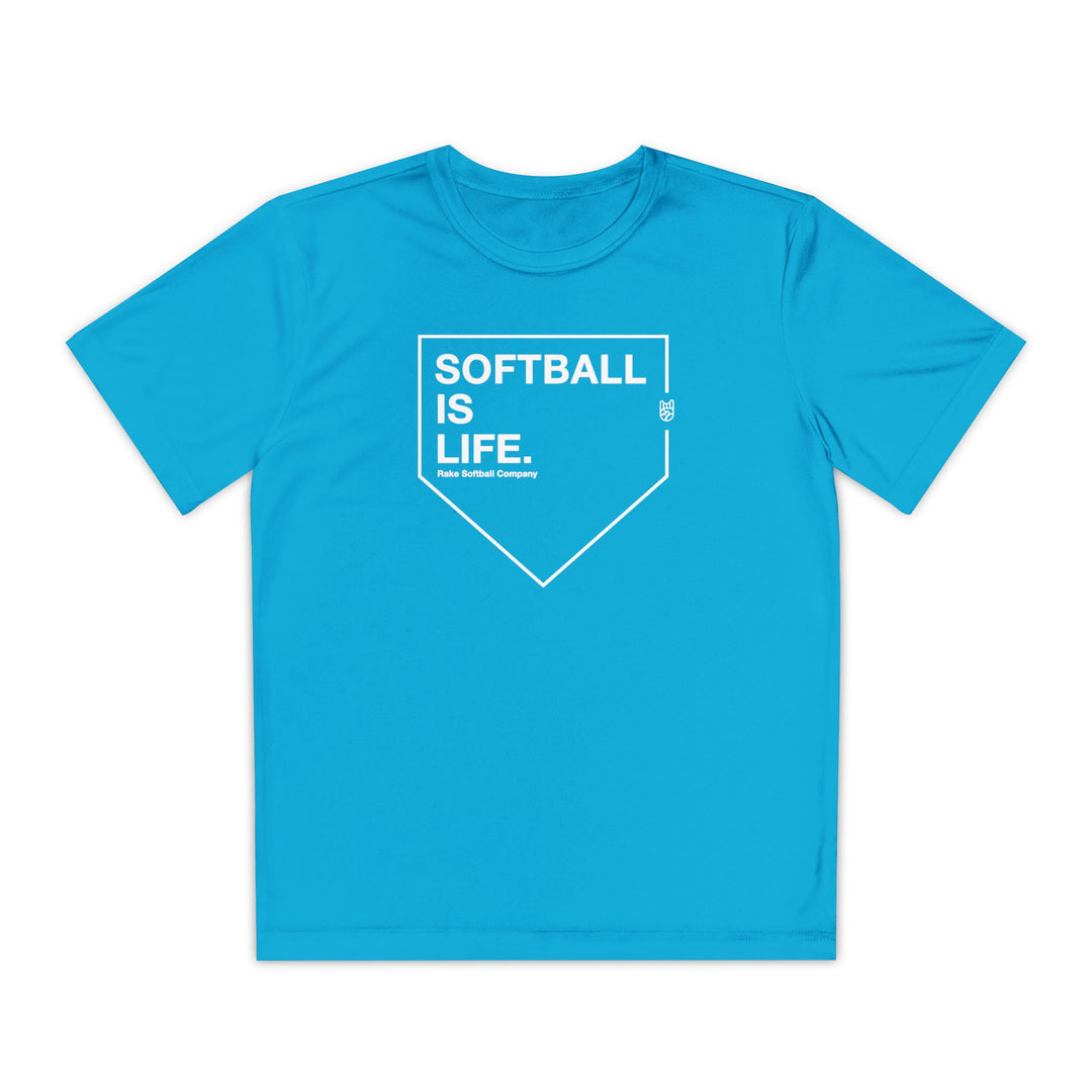 Kids Softball Is Life Dry Fit Tee - Rake Baseball Company - RAKE BASEBALL | BASEBALL T-SHIRT | BASEBALL CLOTHING | GOOD VIBES ONLY