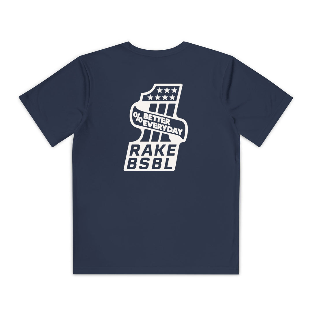 Kids One Percent Better Dry Fit Tee - Rake Baseball Company - RAKE BASEBALL | BASEBALL T-SHIRT | BASEBALL CLOTHING | GOOD VIBES ONLY