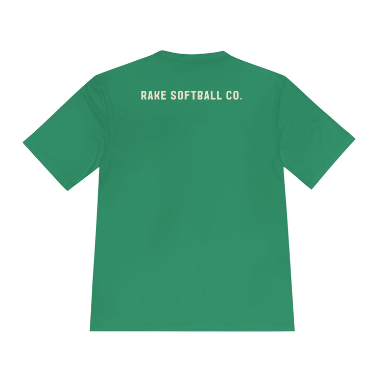 Built To Rake Softball Dry Fit Tee - Rake Baseball Company - RAKE BASEBALL | BASEBALL T-SHIRT | BASEBALL CLOTHING | GOOD VIBES ONLY