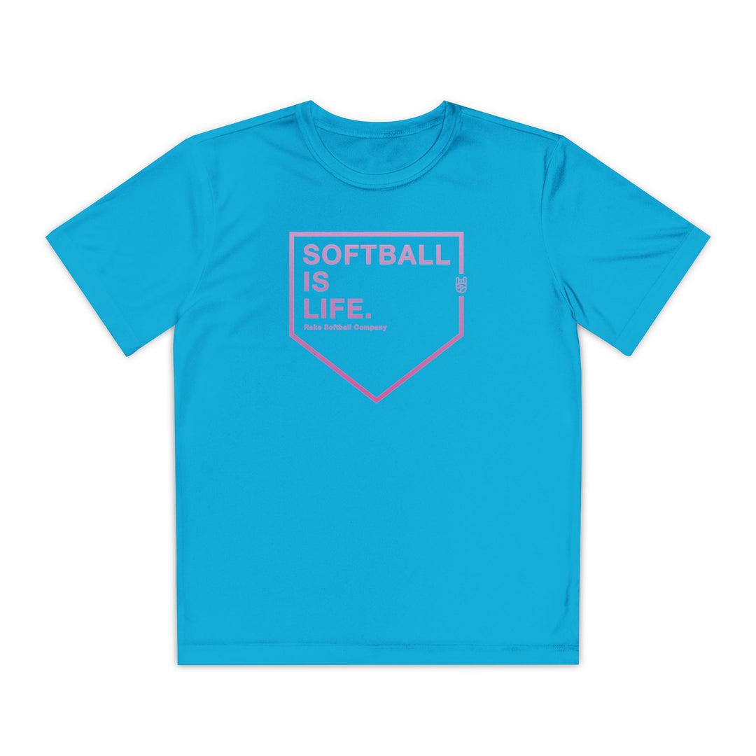 Kids Softball Is Life Dry Fit Tee - Rake Baseball Company - RAKE BASEBALL | BASEBALL T-SHIRT | BASEBALL CLOTHING | GOOD VIBES ONLY