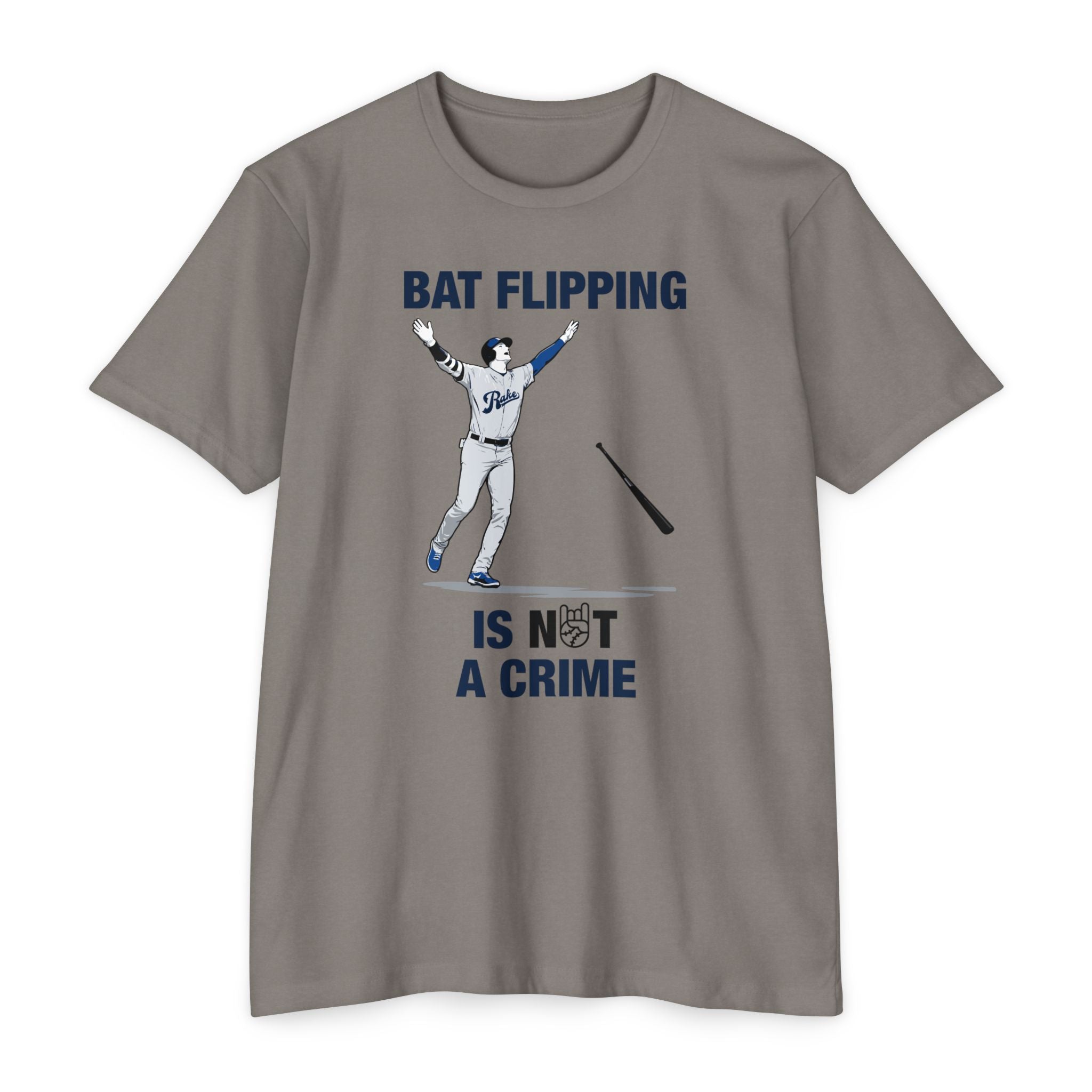 Bat Flipping Is Not A Crime Tee - Rake Baseball Company - RAKE BASEBALL | BASEBALL T-SHIRT | BASEBALL CLOTHING | GOOD VIBES ONLY