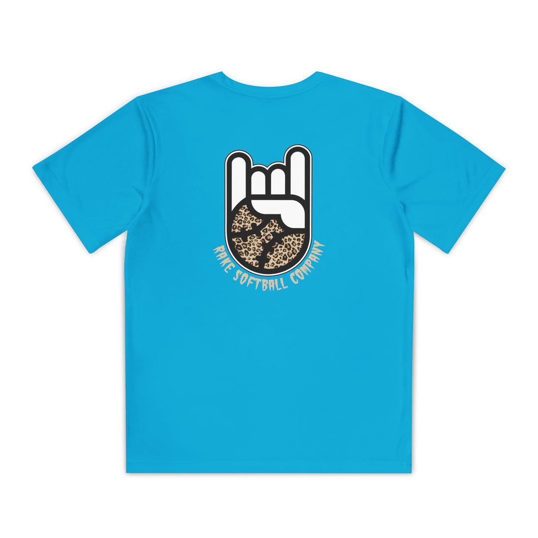 Kids Rake Cheetah Softball Company Dry Fit Tee - Rake Baseball Company - RAKE BASEBALL | BASEBALL T-SHIRT | BASEBALL CLOTHING | GOOD VIBES ONLY