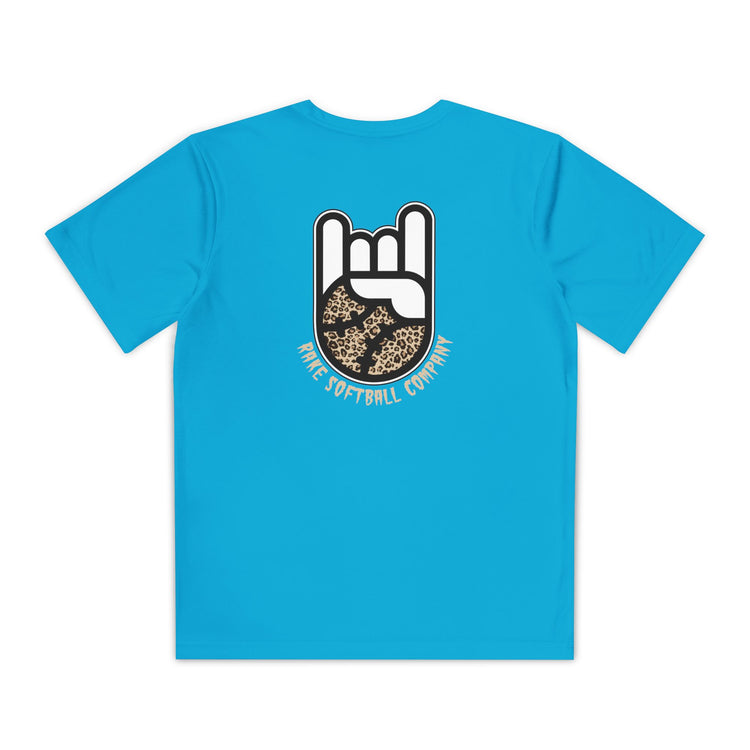 Kids Rake Cheetah Softball Company Dry Fit Tee - Rake Baseball Company - RAKE BASEBALL | BASEBALL T-SHIRT | BASEBALL CLOTHING | GOOD VIBES ONLY