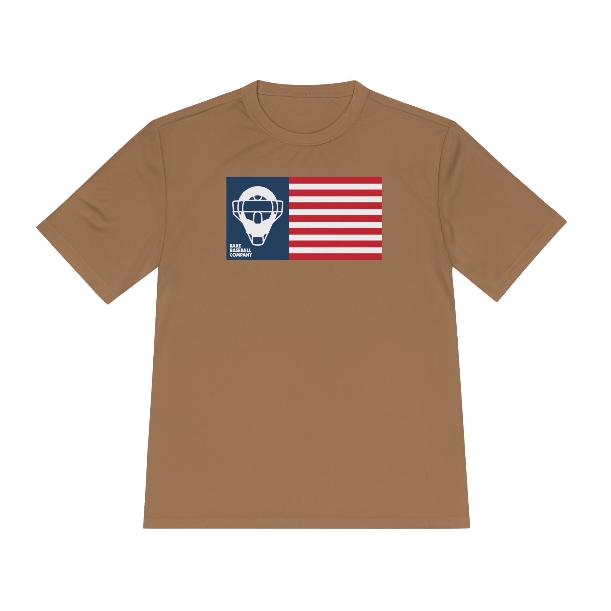 Catcher's Mask Flag Dry Fit Tee - Rake Baseball Company - RAKE BASEBALL | BASEBALL T-SHIRT | BASEBALL CLOTHING | GOOD VIBES ONLY