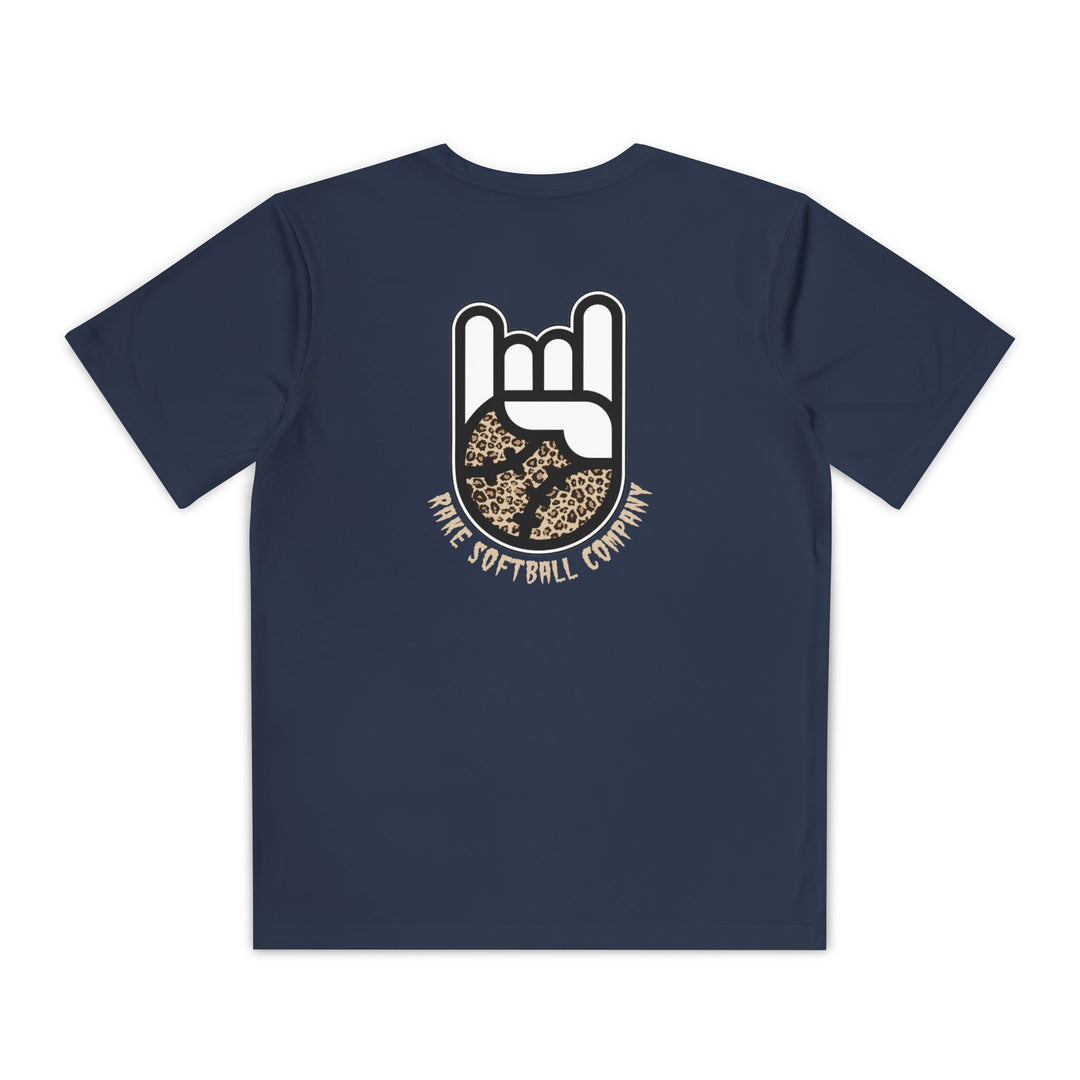 Kids Rake Cheetah Softball Company Dry Fit Tee - Rake Baseball Company - RAKE BASEBALL | BASEBALL T-SHIRT | BASEBALL CLOTHING | GOOD VIBES ONLY