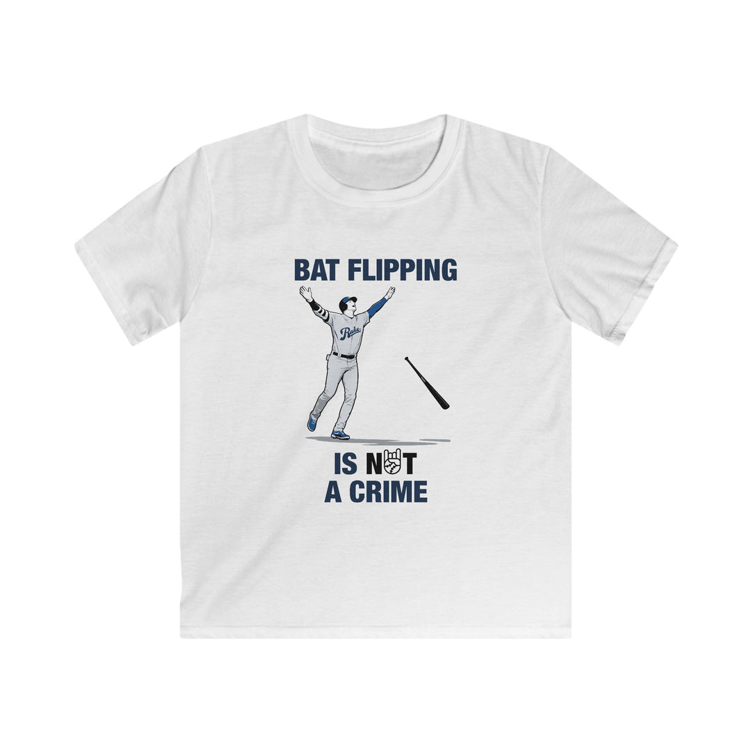 Kids Bat Flipping Is Not A Crime Tee - Rake Baseball Company - RAKE BASEBALL | BASEBALL T-SHIRT | BASEBALL CLOTHING | GOOD VIBES ONLY