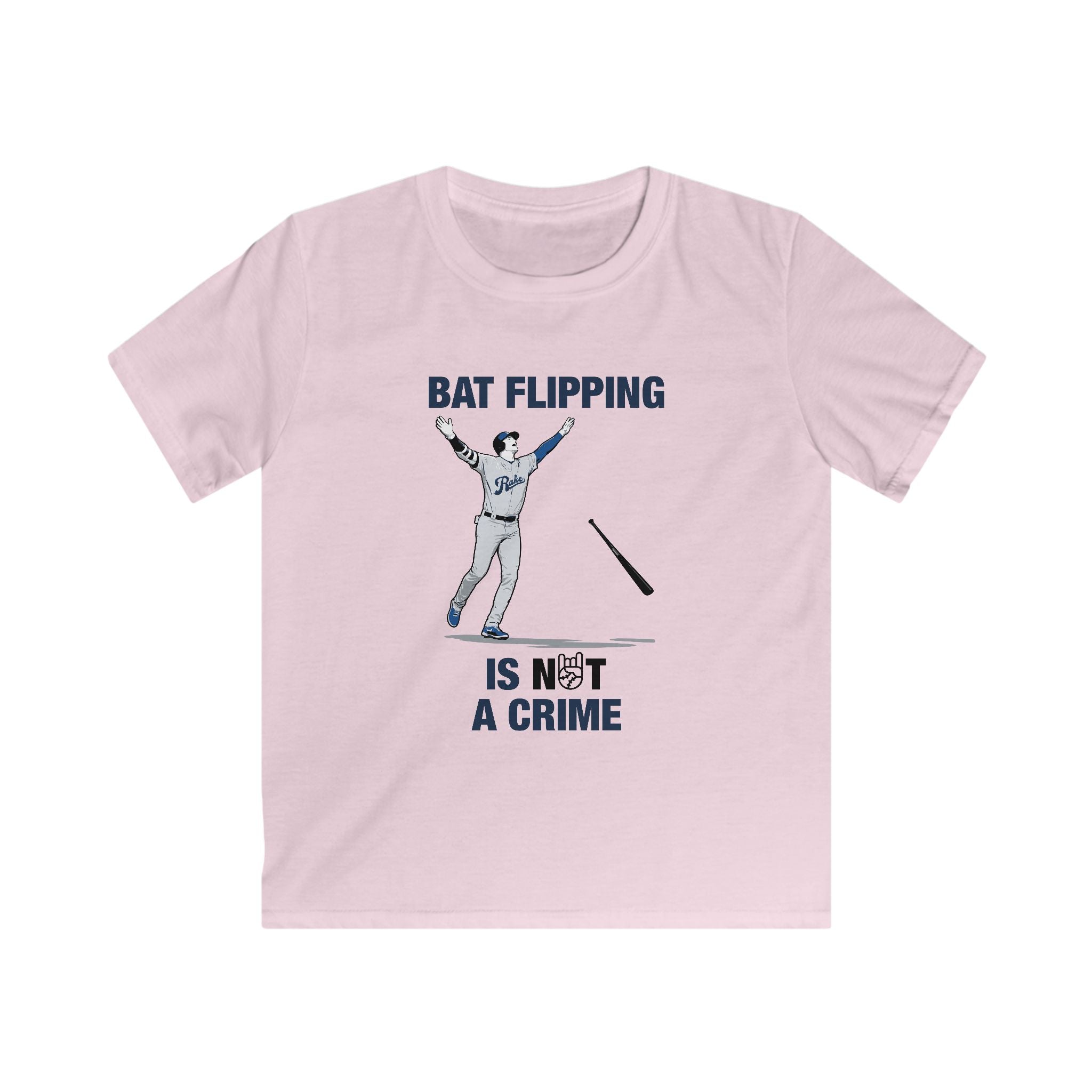 Kids Bat Flipping Is Not A Crime Tee - Rake Baseball Company - RAKE BASEBALL | BASEBALL T-SHIRT | BASEBALL CLOTHING | GOOD VIBES ONLY
