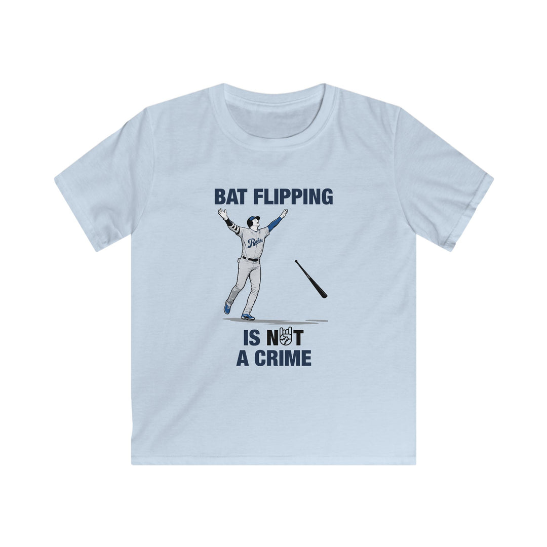 Kids Bat Flipping Is Not A Crime Tee - Rake Baseball Company - RAKE BASEBALL | BASEBALL T-SHIRT | BASEBALL CLOTHING | GOOD VIBES ONLY