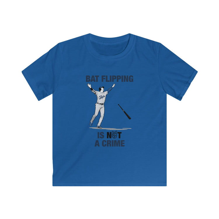 Kids Bat Flipping Is Not A Crime Tee - Rake Baseball Company - RAKE BASEBALL | BASEBALL T-SHIRT | BASEBALL CLOTHING | GOOD VIBES ONLY