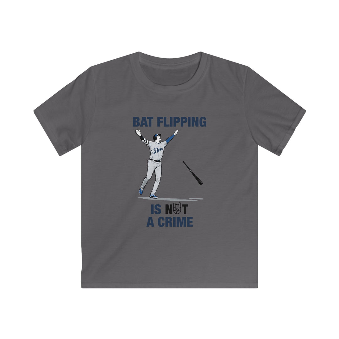 Kids Bat Flipping Is Not A Crime Tee - Rake Baseball Company - RAKE BASEBALL | BASEBALL T-SHIRT | BASEBALL CLOTHING | GOOD VIBES ONLY