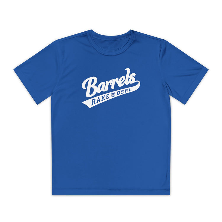 Kids Barrels Dry Fit Tee - Rake Baseball Company - RAKE BASEBALL | BASEBALL T-SHIRT | BASEBALL CLOTHING | GOOD VIBES ONLY
