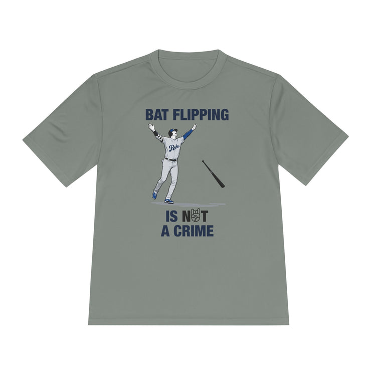 Bat Flipping Is Not A Crime Dry Fit Tee - Rake Baseball Company - RAKE BASEBALL | BASEBALL T-SHIRT | BASEBALL CLOTHING | GOOD VIBES ONLY