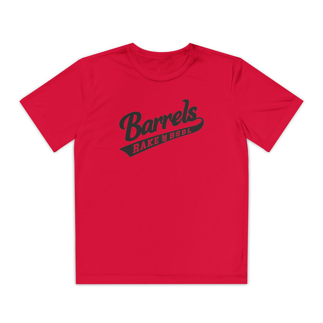 Kids Barrels Dry Fit Tee - Rake Baseball Company - RAKE BASEBALL | BASEBALL T-SHIRT | BASEBALL CLOTHING | GOOD VIBES ONLY